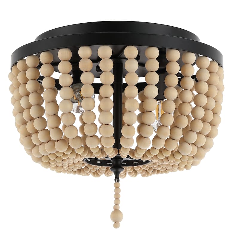 Allie Wood Beaded/Metal LED Flush Mount, by JONATHAN Y