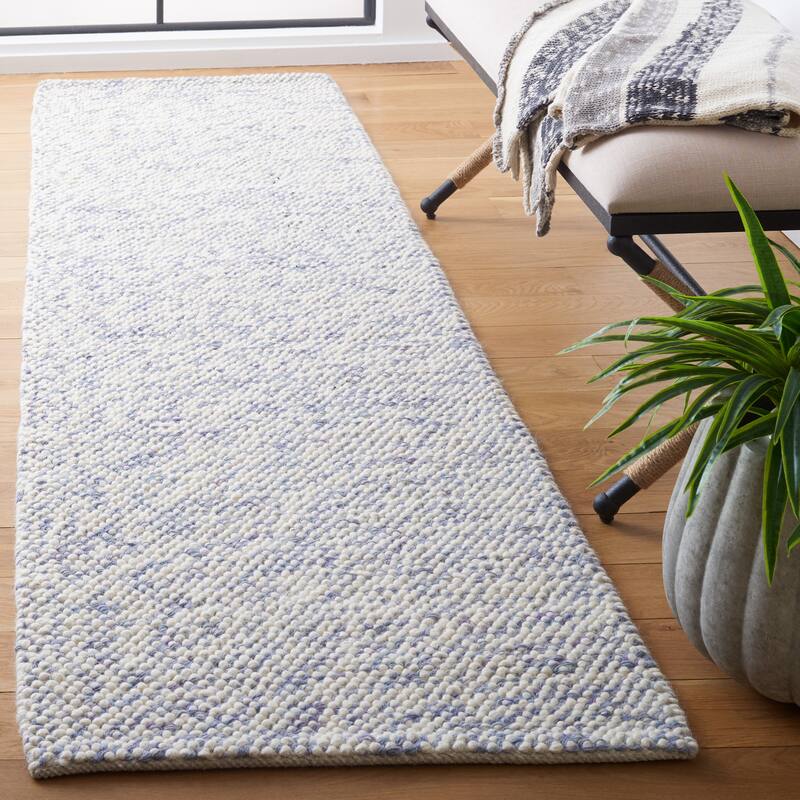 SAFAVIEH Handmade Natura Onica Wool Rug - 2'3" x 9' Runner - Blue/Ivory - Runner