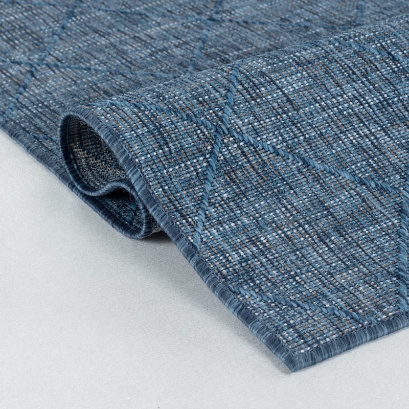 Larissa Collection Geometric Blue Indoor/Outdoor Area Rug