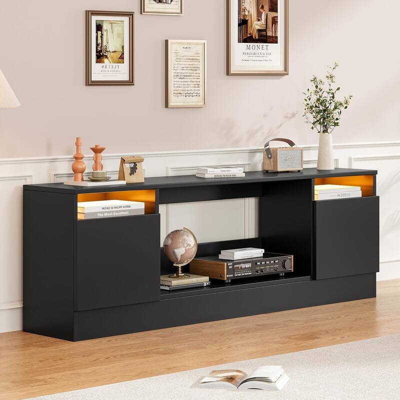 TV Stand Center Cabinet With Storage Place for TV Up to 75" - Black