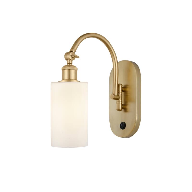 Innovations Lighting 518-1W-13-6 Clymer Sconce Clymer 13" Tall Wall - Satin Gold / Matte White