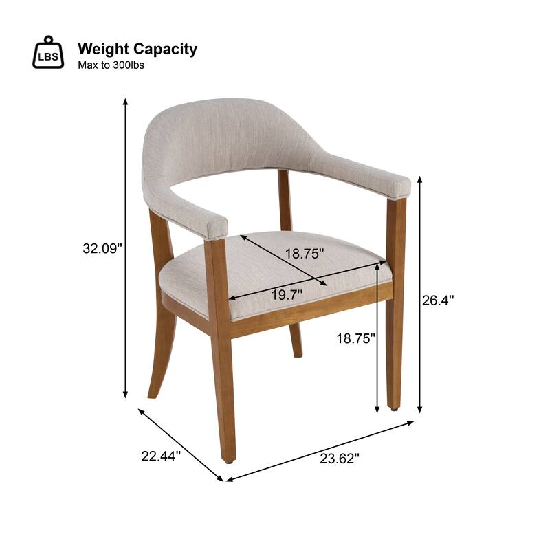Christopher Knight Home - Upholstered Dining Arm Chair Set with High-Density Foam Padded Cushion & Curved Backrest - 23.62"W