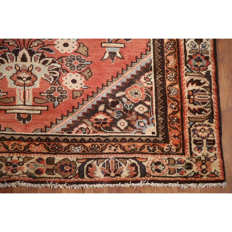 Hand Knotted Oriental 100% Wool Carpet Traditional Floral Oranges & Rust Lilian Area Rug - 10' 8'' X 4' 9''