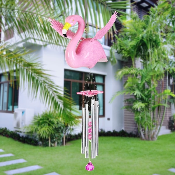 Exhart Large WindyWings Pink Flamingo Wind Chime, 13 by 24 Inches