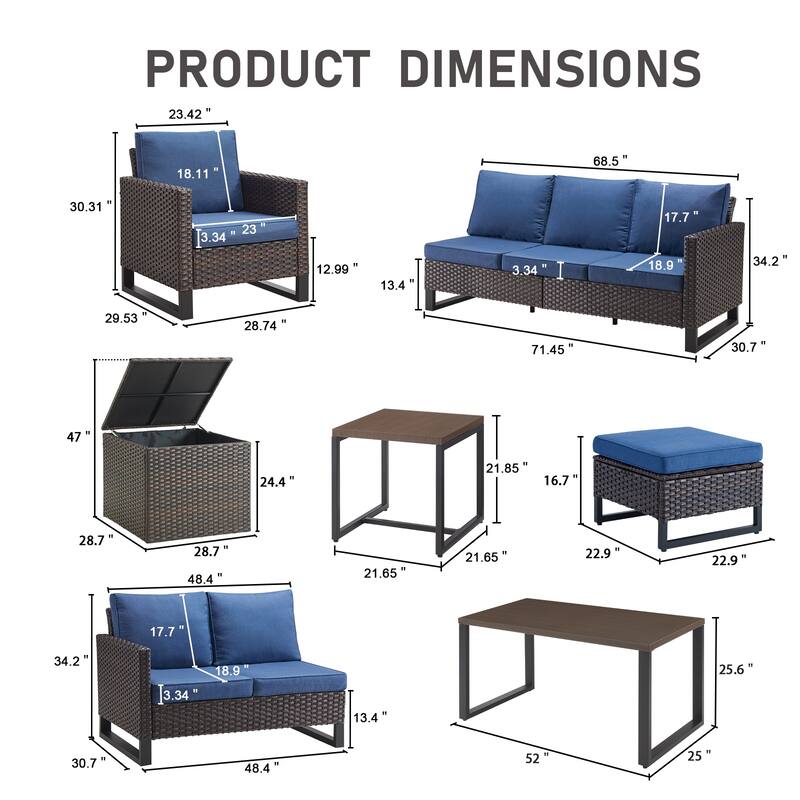 Gymojoy All-Weather Wicker Outdoor Patio Conversation Set Seating Group With Lounge Chairs