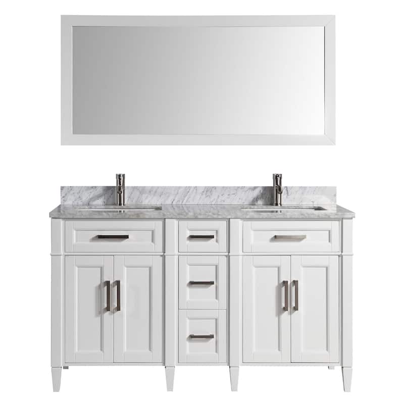 Vanity Art 60 in. Modern Double Sink Bathroom Vanity with Top and Mirror