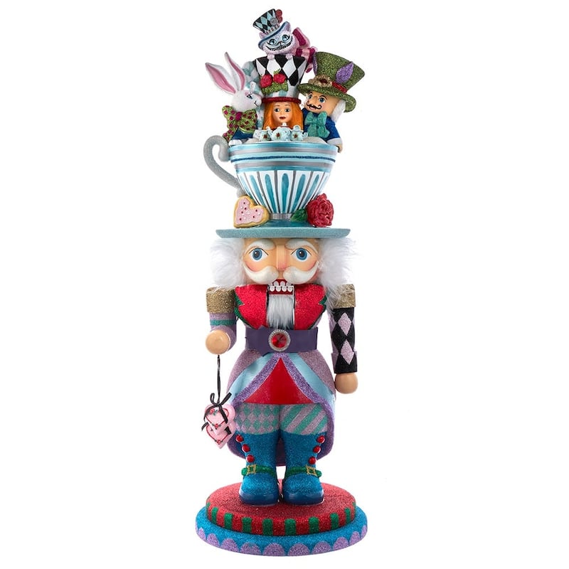 Kurt Adler 24-Inch Alice Teacup Party Hat Nutcracker - Multicolored