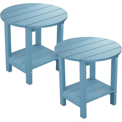 WINSOON All Weather HIPS Outdoor 2-Tier Outdoor Side Tables Adirondack Tables Set Of 2
