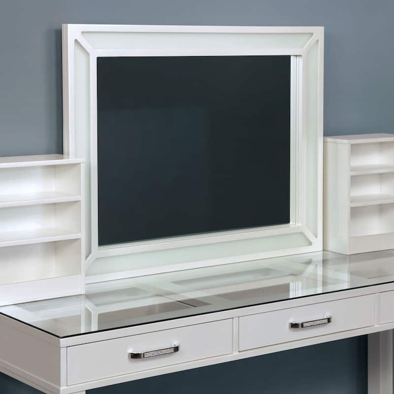 Furniture of America Wres Contemporary Solid Wood LED Light 3-Piece Makeup Vanity Set