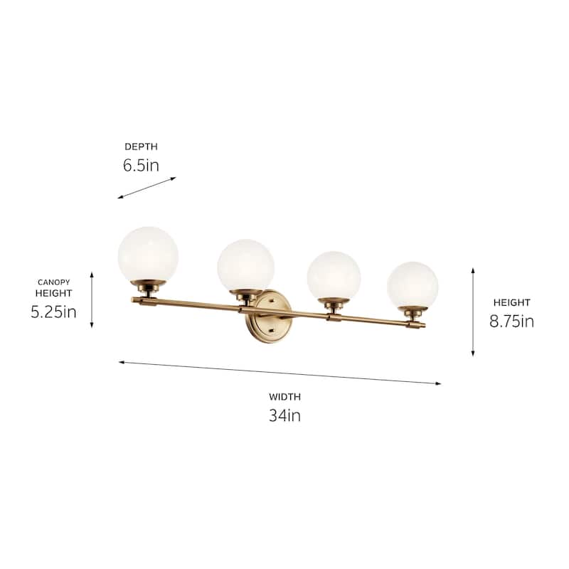 Benno 34 in. 4-Light Bathroom Vanity Light with Opal Glass