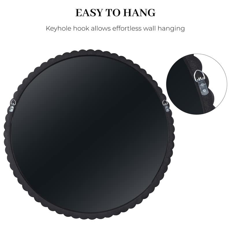 Antique Farmhouse Beaded Round Wall Mirror