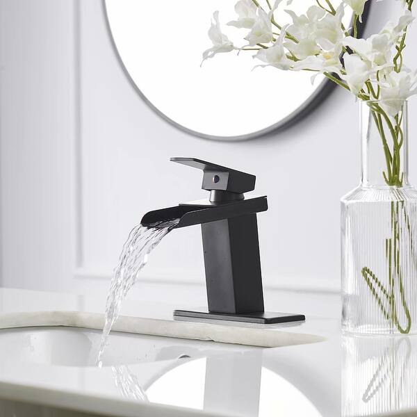 Shop SuperBrite Waterfall Bathroom Sink Faucet Matte Black Single