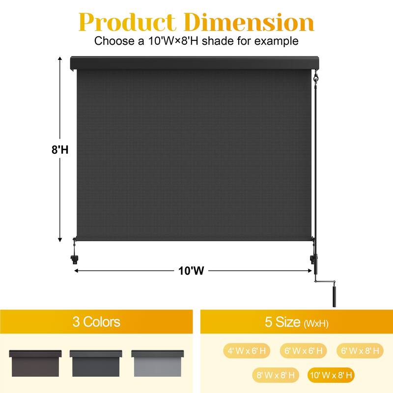 10' x 8' Outdoor Roller Shades