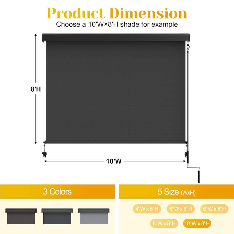6' x 8' Outdoor Roller Shades