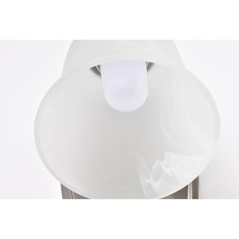 8W LED 1 Light Vanity 3000K Brushed Nickel Alabaster Glass w/ Switch - Brushed Nickel