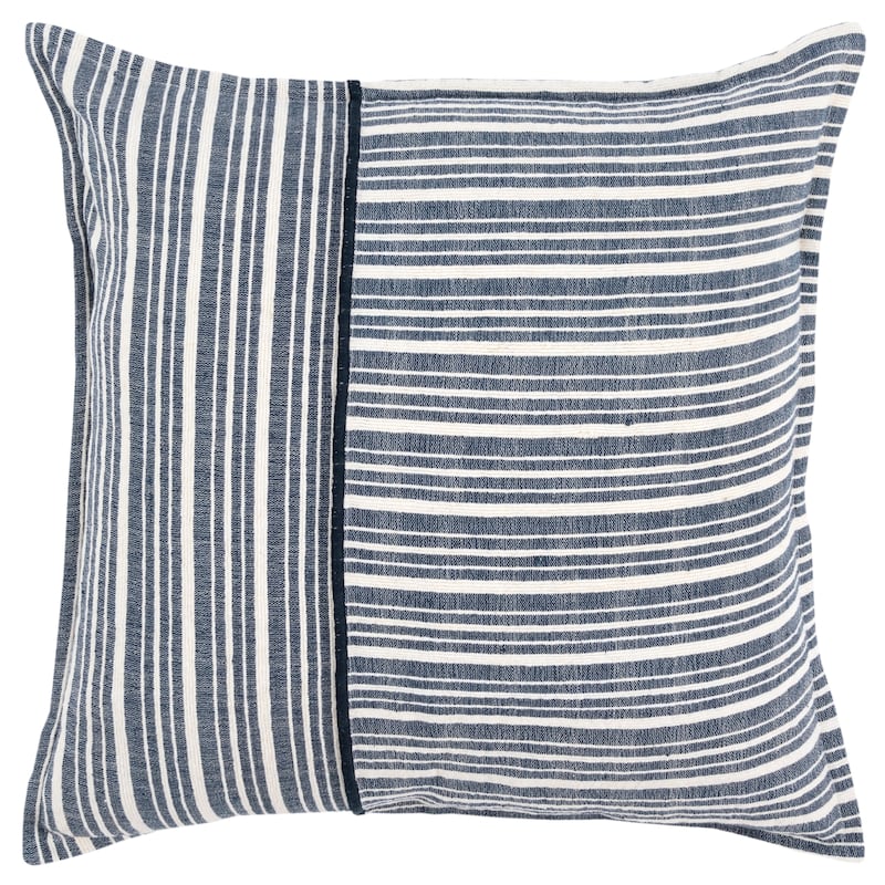 Rizzy Home Woven Stripe Texture Throw Pillow - Blue/Ivory