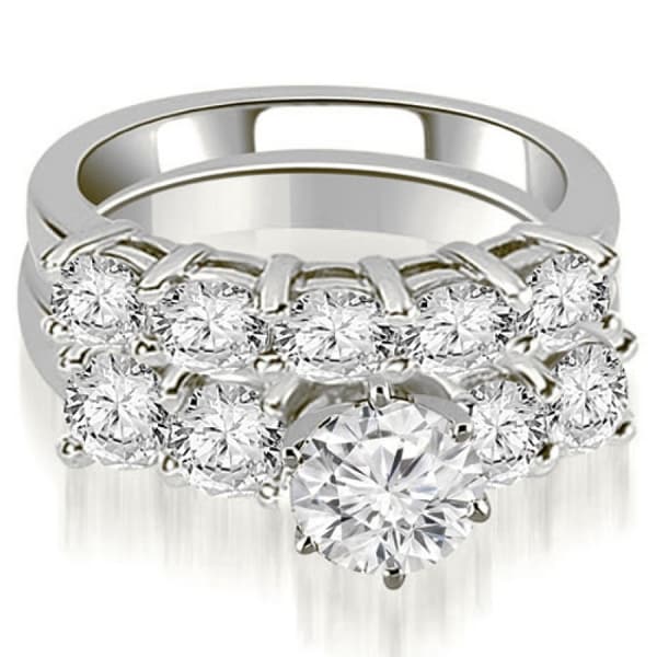 3.00 CT Basket Prong Set Round Cut Diamond Bridal Set in 14KT Gold - White H-I
