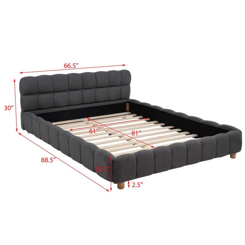 Best Master Furniture Maelle Burlap Upholstered Tufted Platform Bed