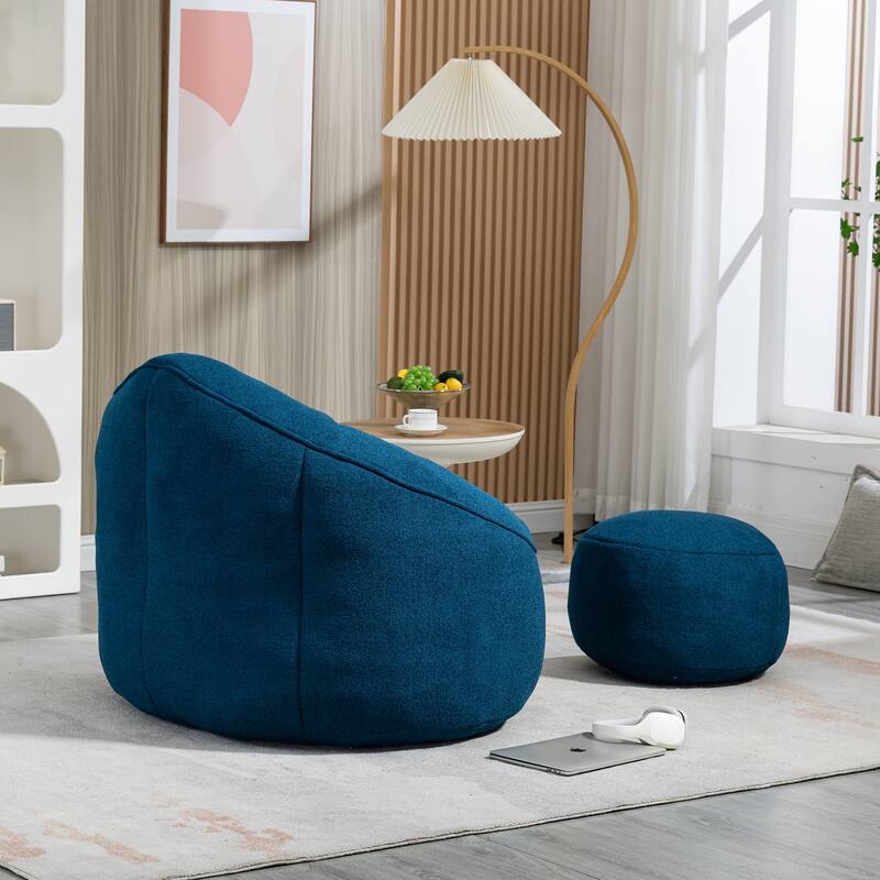 Roomfitters Bedding Bean Bag Sofa Chair - High Pressure Foam Bean Bag Chair for Adults with Padded Foam Padding and Footrest