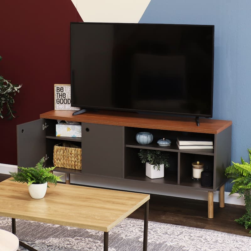 Sunnydaze Mid-Century Modern TV Stand Media Console for 55" TV