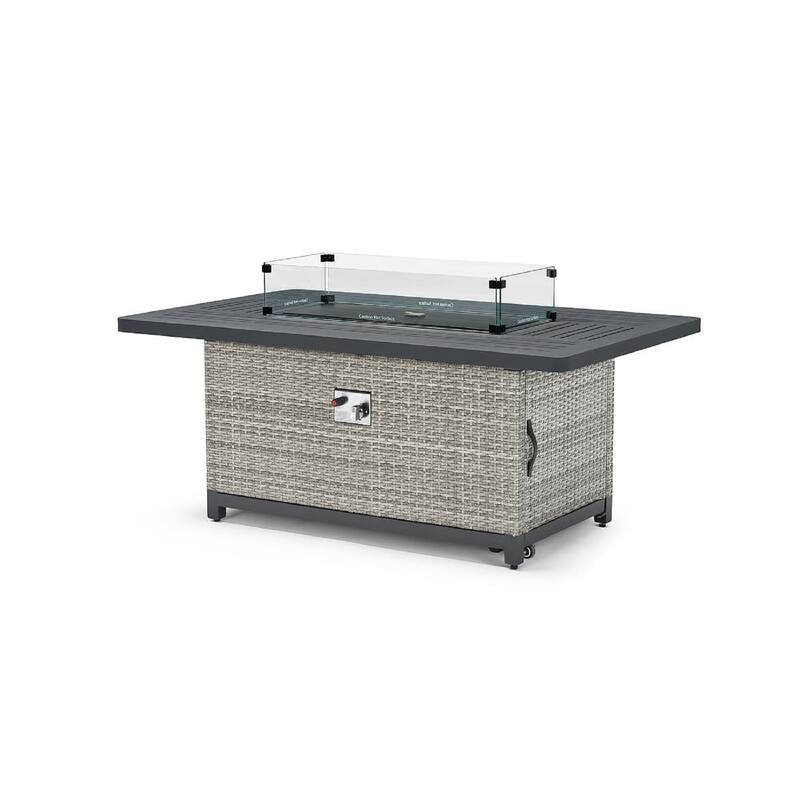Milo Gray 7 Piece Sunbrella Outdoor Patio Motion Fire Set