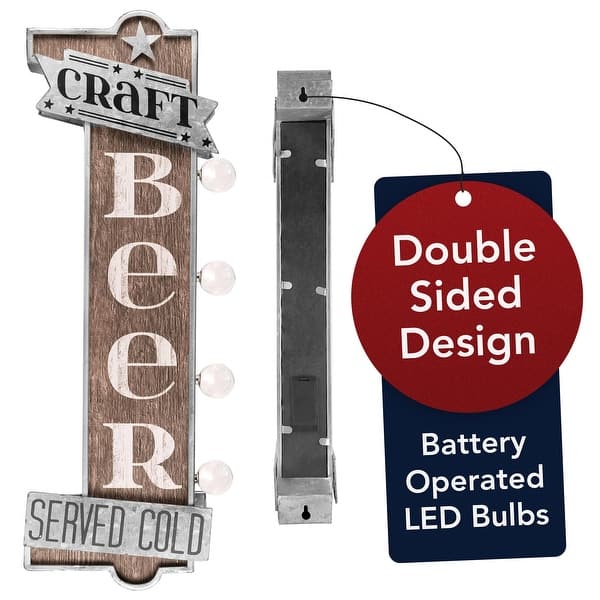 slide 2 of 9, American Art Decor Craft Beer Metal Bar Vintage Marquee LED Sign Decor - Brown Brown