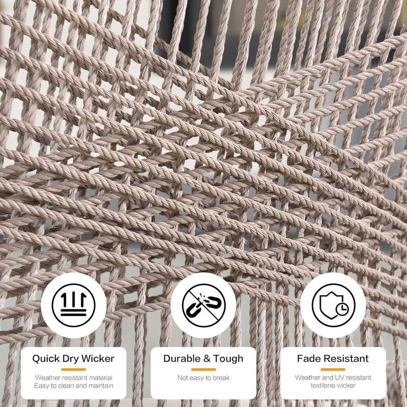 PURPLE LEAF Bar Stools Set of 4 Outdoor Bar Height Metal Stools Modern Wicker Rattan Barstools with Back Aluminum