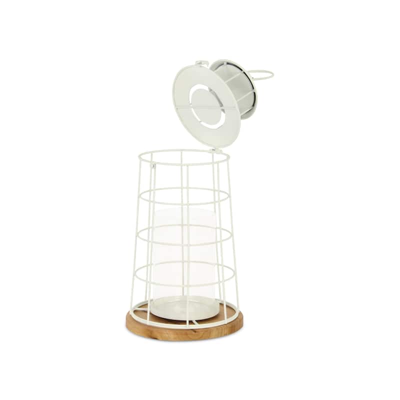 Caler White Metal Large Lighthouse Styled Lantern
