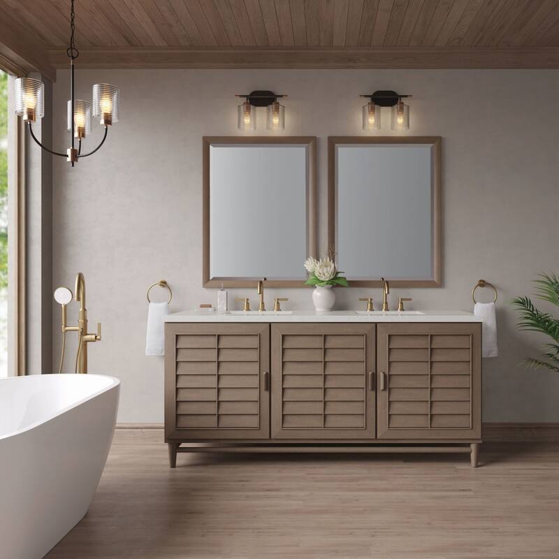James Martin Vanities 620-V72-3LDL Portland 72" Double Basin Wood