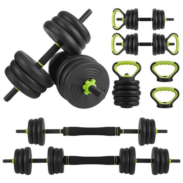 slide 2 of 9, Adjustable Dumbbell and Kettlebell Set, 4 in 1, 66lbs/88lbs Weight Used as Kettlebells, Barbell, Push up Stand 66lbs
