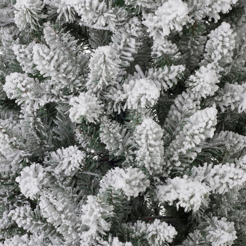 Glitzhome 11ft Pre-Lit Flocked Full-Size Fir Artificial Christmas Tree with 950 Warm White Lights