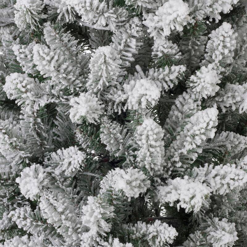 Glitzhome 6FT/7.5FT/9FT/11FT Snow Flocked Pre-lit Artificial Fir Christmas Trees