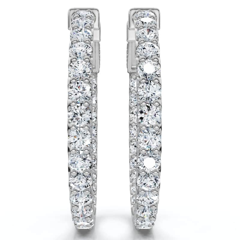 Bliss Diamond 3Ct Diamond Hoops Women's Lab Grown Earrings White Gold 1 1/4" Tall