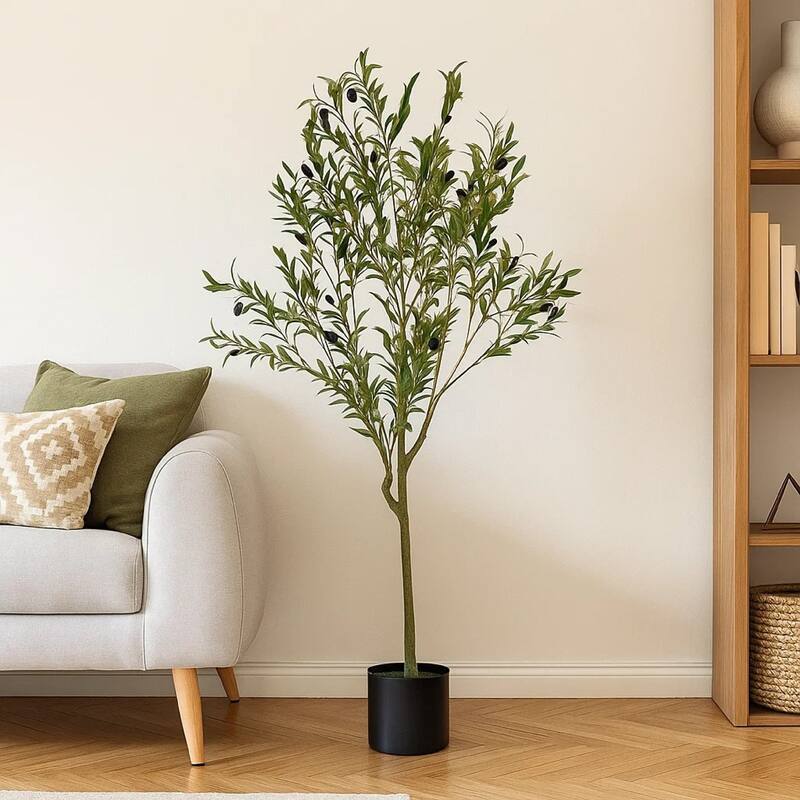 Vina Artificial Olive Tree, Realistic Green Silk Leaves, 47 Inch