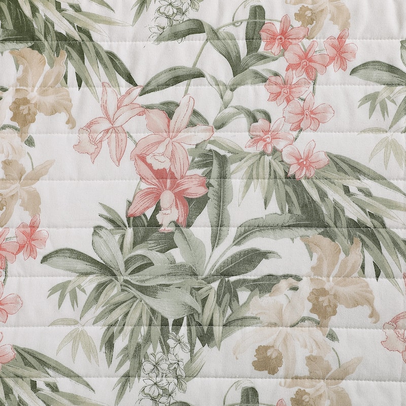 Tommy Bahama Island Orchid Coton Reversible Pink Quilt Set