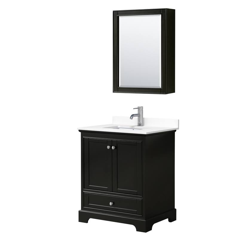 Wyndham Collection Deborah 30" Free Standing Single Basin Vanity Set - Dark Espresso / White Cultured Marble Top /