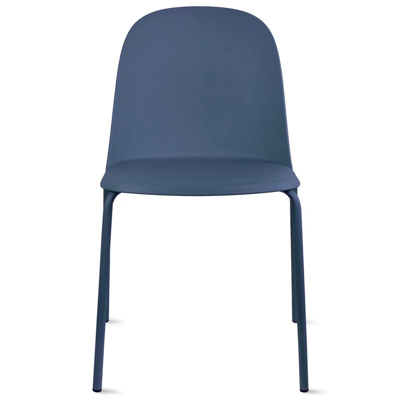 Set of 4 Modern Dining Side Chairs, Armless Molded Plastic Shell Seat with Metal Legs, Stackable Contemporary Chairs