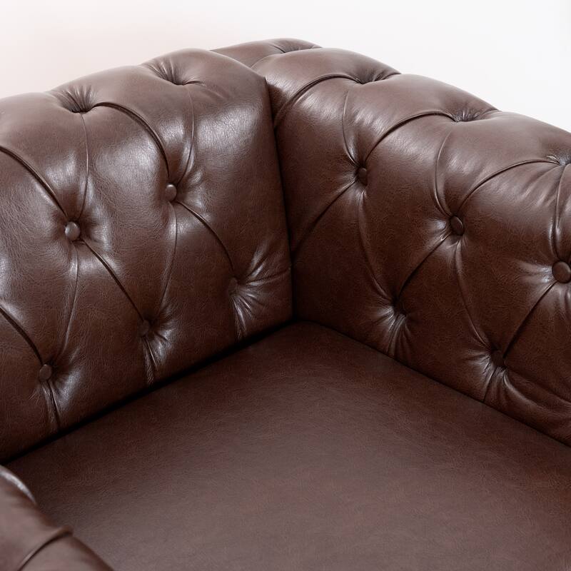PU Leather Accent Chair with Solid Wood Frame, Pocket Spring Cushion, and 220lb Capacity