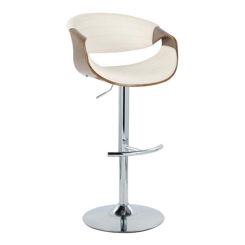 Carson Carrington Kanteborg Adjustable Bar Stool with Rounded T Footrest (Set of 2) - White PU/Light Grey Wood/Chrome Metal