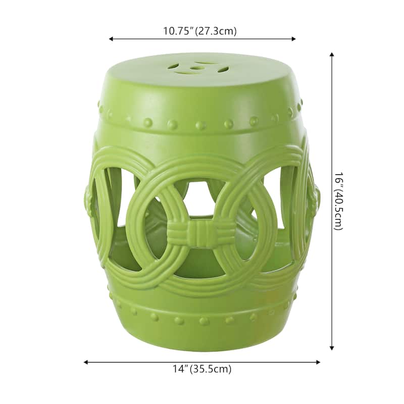 Lucky Coins 16" Chinese Ceramic Drum Garden Stool