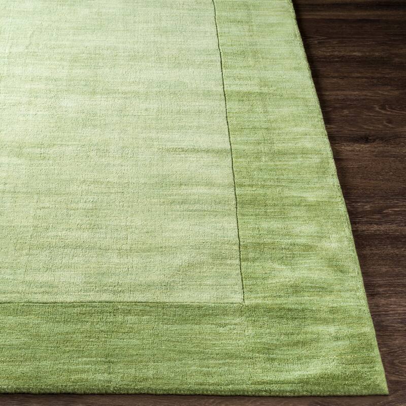 Hand Loomed Odessa Solid Bordered Tone-On-Tone Wool Area Rug
