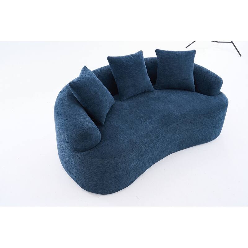 Curved Loveseat White Full Compression Sponge Sofa