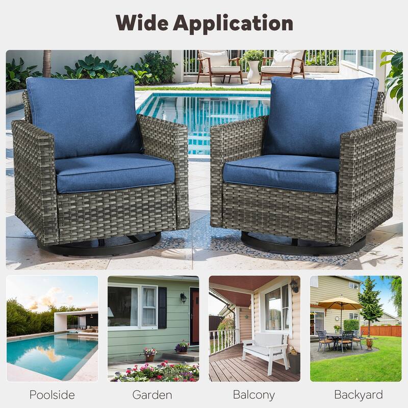 5 Pieces Fire Pit Table with Sofa Swivel Chair Set