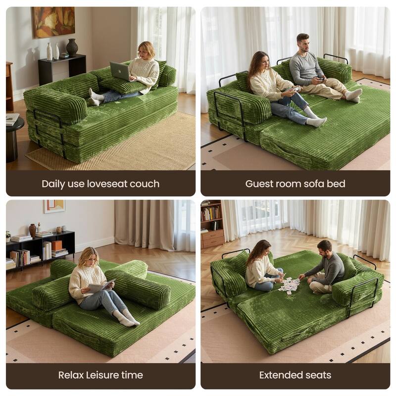 OVIOS Supreme Soft Fluffy Loveseat Sleeper Sofa