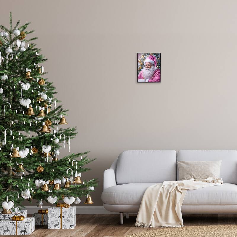Stupell Traditional Santa in Pink Framed Giclee Art Design By Tabz Jones