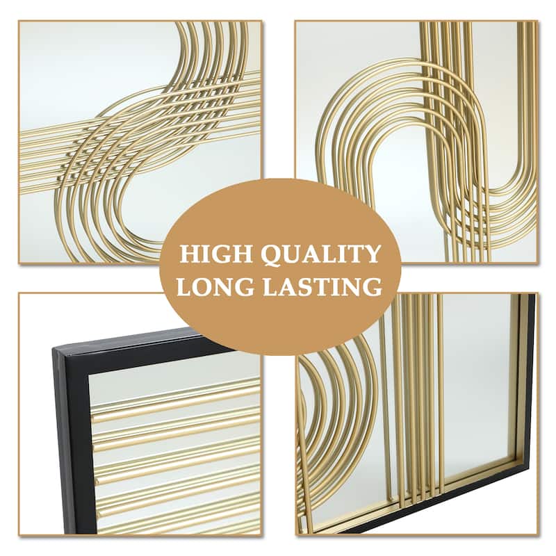 Modern Gold Iron Loops Rectangular Accent Wall Mirrors (Set of 2) - 25.98" H x 17.91" W x 0.98" D