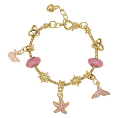 Victoria Townsend Gold Plated Pink Sea Creature Charm Bracelet