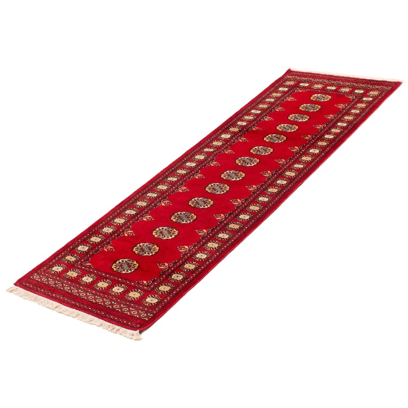 ECARPETGALLERY Hand-knotted Peshawar Bokhara Red Wool Rug - 2'7 x 8'3