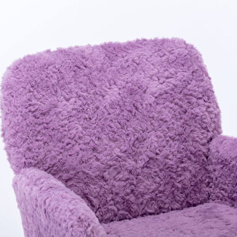 Modern Artificial Rabbit Hair Height Adjustable 360 Swivel Task Chair with Metal Base