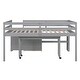 preview thumbnail 10 of 13, Gray Full Wooden Loft Bed with Movable Desk, Drawers, and Guardrail